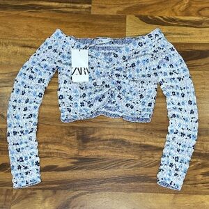 Zara Blue Floral Crop Top